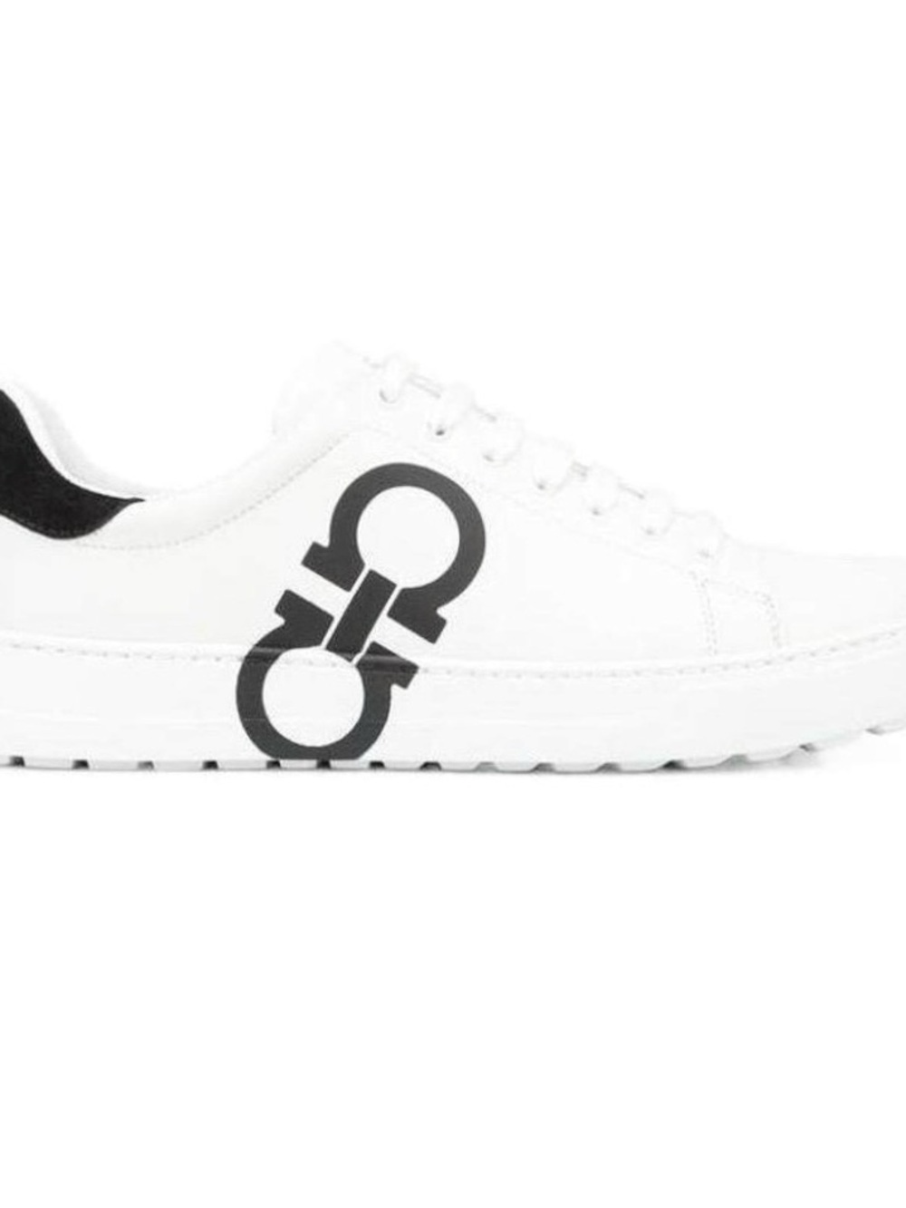 Salvatore Ferragamo White Leather Sneakers with Black Logo